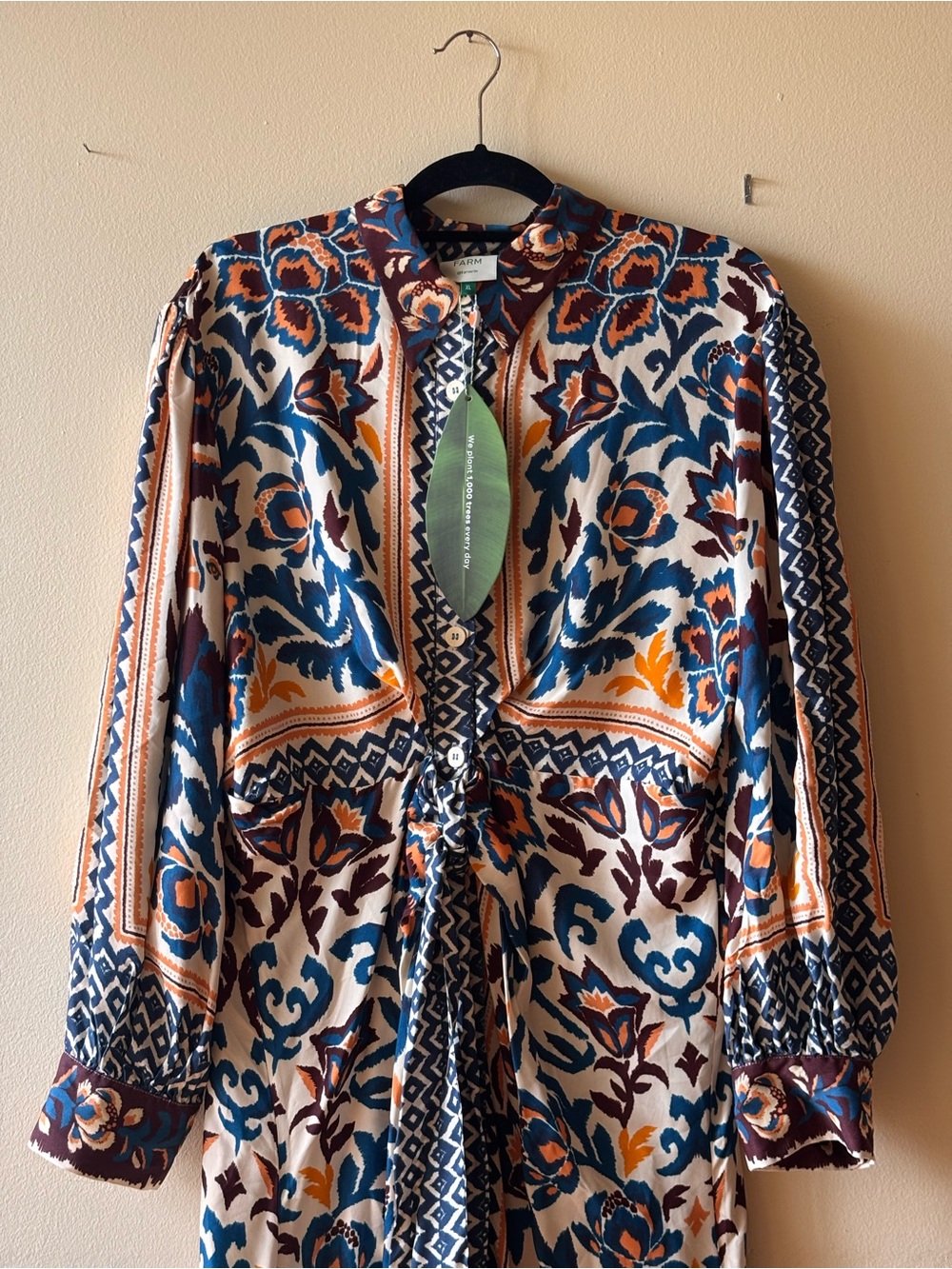NWT Farm Rio Toucans Scarf Sand Midi Dress Size XL